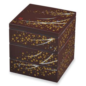 みよし漆器本舗 紀州塗り 6.5寸 胴張 三段 重箱 別甲 桜うさぎ シール
