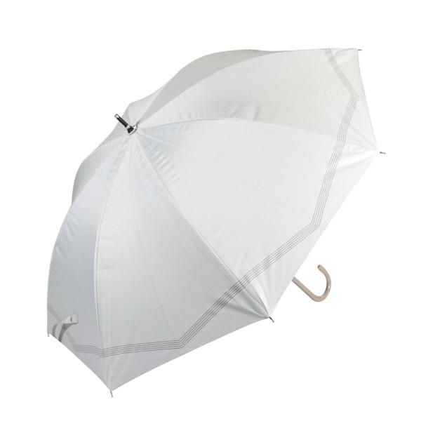 ★ SS2551ボーダーリボンホワイト ★ 晴雨兼用 長傘 50cm 傘 日傘 晴雨兼用 レディース...