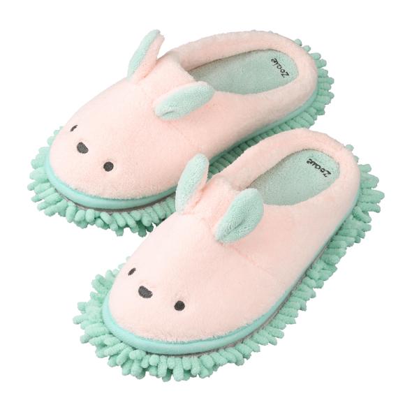 ☆ ウサギ モップスリッパ 洗える 通販 お掃除スリッパ お掃除 スリッパ carari カラリ 掃...