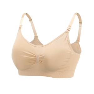 ☆ ベージュ ☆ Lサイズ 授乳ブラ 前開き 通販 大きいサイズ ノンワイヤー 可愛い 授乳 ブラジャー マタニティブラジャー シンプル 無地