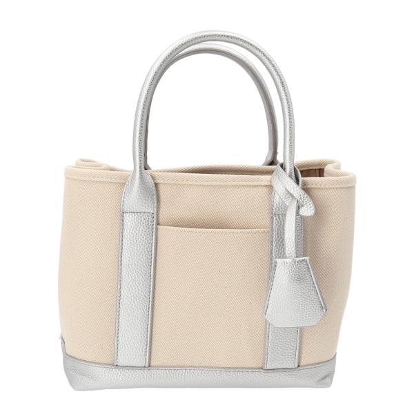 ☆ シルバー ☆ cache cache カシュカシュ ショルダー付きキャンバストート小 カシュカシ...