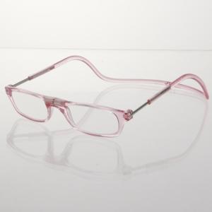 ピンク   度数2 クリックリーダー 老眼鏡 clic readers シニアグラス リーディンググラス マグネット 非球面 おしゃれ 1.0 首かけ 磁