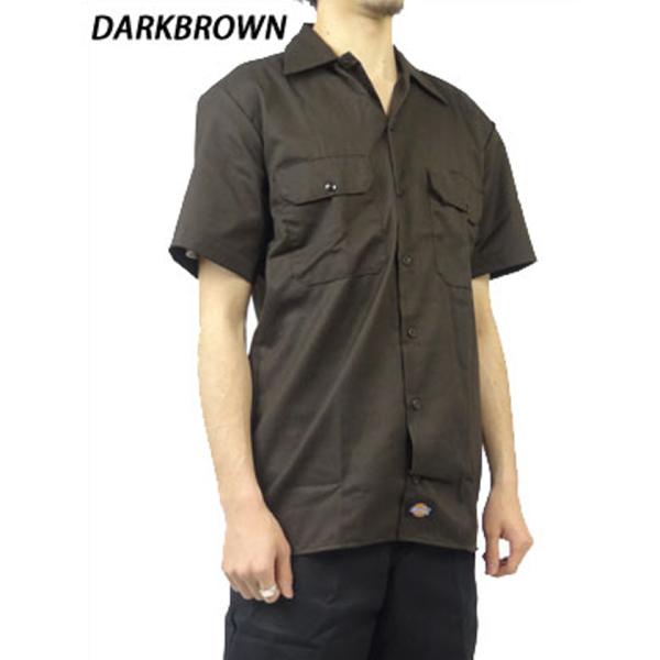 ☆ DarkBrown XL ディッキーズ ワークシャツ 半袖 定番 メンズ ☆ Dickies  ...