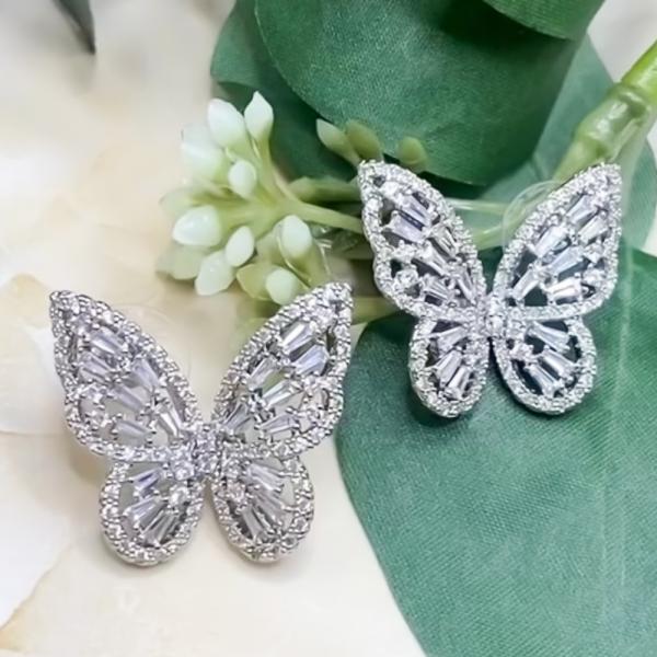 ☆ シルバー ☆ キュービックジルコニア butterfly ピアス Just Married ピア...