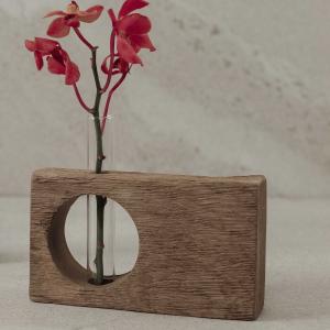 ☆ natural ☆ 横型 ☆ Flower vase 古材 フラワーベース 古材 丸窓 花瓶 一輪挿し 試験管 Flower vas 花器 フラワー お花 丸穴 木製 木目