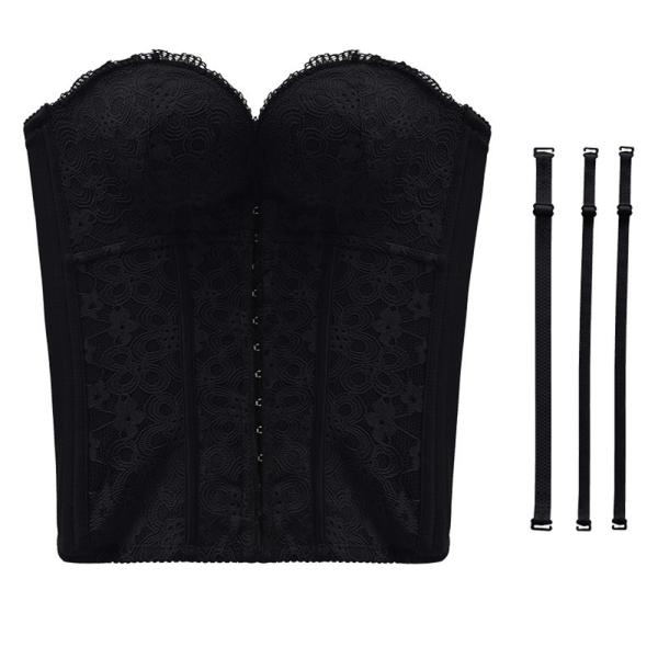 ★ ブラック ★ 36(80A/B) ★ ウェディングインナー ブライダル ビスチェ ストラップ付 ...