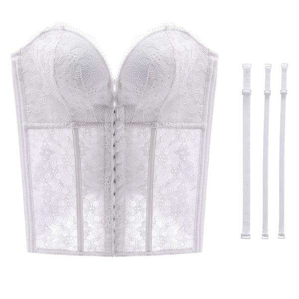 ★ ホワイト ★ 36(80C) ★ ウェディングインナー ブライダル ビスチェ ストラップ付 ブラ...