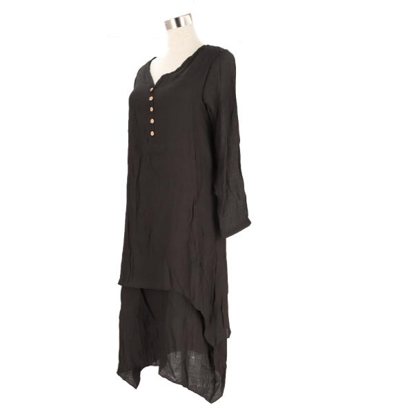 ☆ ブラック ☆ Mサイズ ☆ ブラウス リネンヘンリーネック ggblouse02 ワンピース リ...