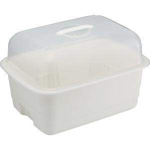 ☆ ホワイト ☆ HOME＆HOME ディッシュドレイナーフード付き 水切りかご プラスチック H＆H ディッシュドレイナー M 水切りカゴ 水切り籠