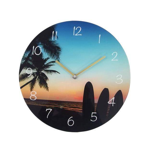 ☆ ビーチF ☆ ガラスウォールクロック 壁掛け時計 おしゃれ KEY STONE キーストーン 掛...