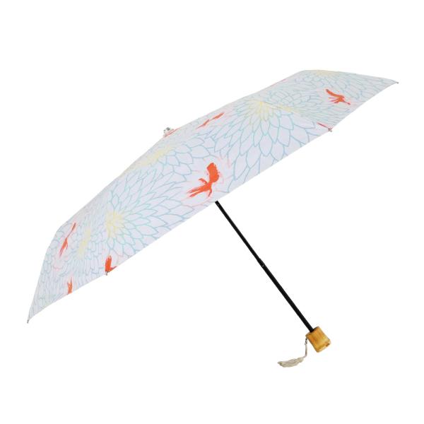 ☆ 金魚/金赤 折りたたみ傘 レディース かわいい 通販 晴雨兼用 おしゃれ 50cm 6本骨 円形...