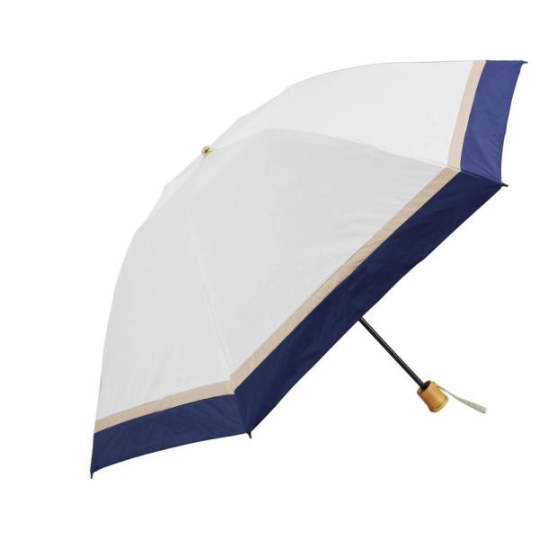 ☆ ３色ミックスオフxネイビー ☆ 手動折りたたみ日傘 完全遮光 晴雨兼用 逆さ傘 55cm KIZ...
