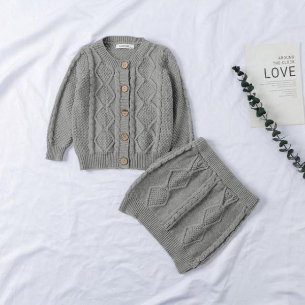 ☆ グレー ☆ 80cm(12-18m向け) ベビー服 セットアップ 通販 ニット ベビー 女の子 ...