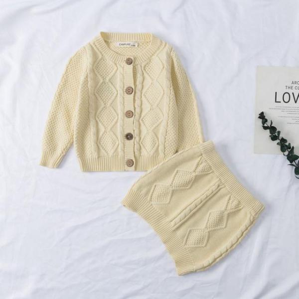 ☆ ホワイト ☆ 80cm(12-18m向け) ベビー服 セットアップ 通販 ニット ベビー 女の子...