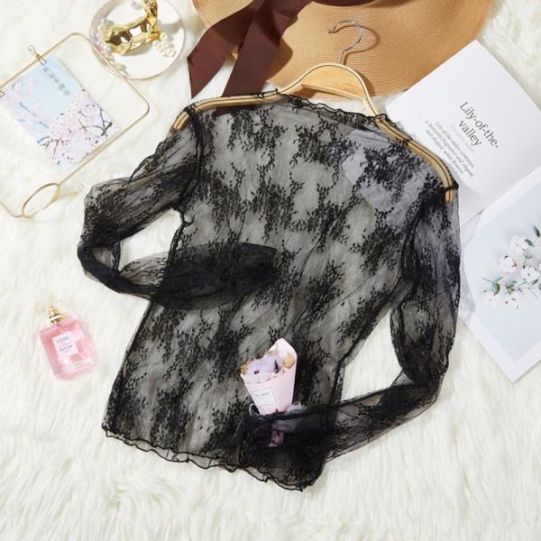 ☆ ブラック ☆ Lサイズ ☆ レース トップス インナー ktops516 レース トップス 長袖...