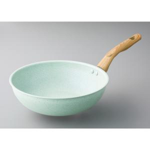 ☆ グリーン ☆ kukuna ヒスイ＆ダイアモンド Wストーンウォックパン 28cm ウォックパン 28cm フライパン kukuna ククナ 6149-052