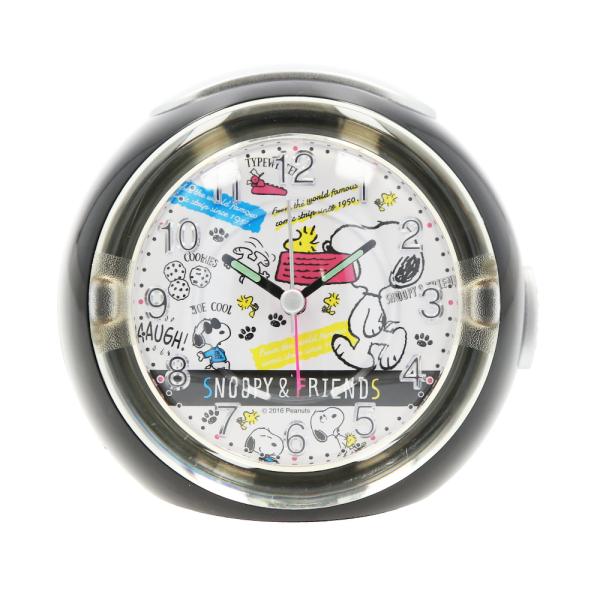 ☆ スヌーピー/ブラック ☆ キャラクター LEDライト付き アラームクロック スヌーピー 目覚まし...