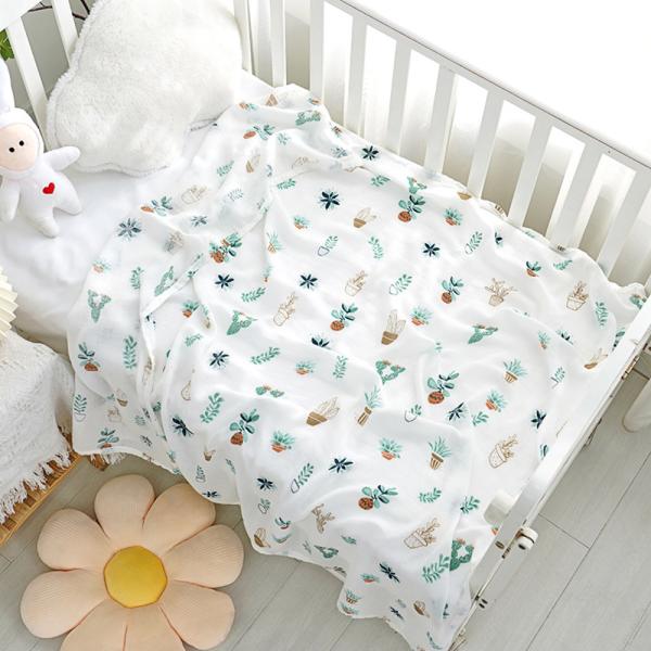 ☆ グリーンサボテン ☆ ガーゼおくるみ lyca31 ガーゼ おくるみ 夏用 ひざ掛け 膝掛け ブ...