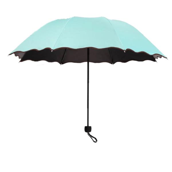 ☆ ライトブルー ☆ 折りたたみ傘 8本骨 濡れると花が浮かぶ晴雨兼用 晴雨兼用折りたたみ傘 晴雨兼...