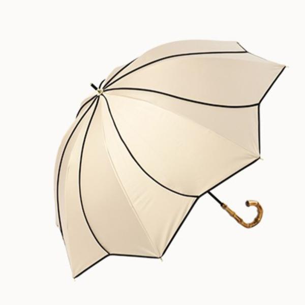 ☆ ベージュxブラック ☆ colon AMERI ラタン深張 花びら ショート丈日傘 KIZAWA...