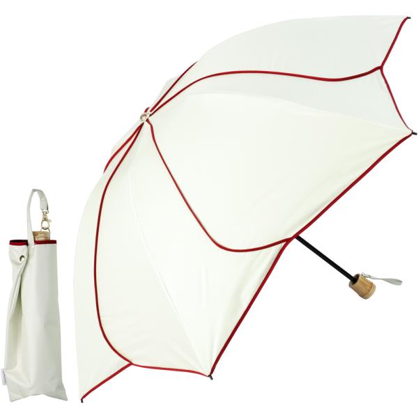 ☆ オフxレッド ☆ colon AMERI ラタン深張 花びら ショート丈日傘 KIZAWA 日傘...