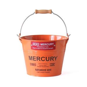 ☆ オレンジ マーキュリー バケツ 通販 ブリキバケツ スモール 雑貨 おしゃれ MERCURY 小さめ ブリキ スチール ガーデニング 花壇 植木鉢｜lucky13