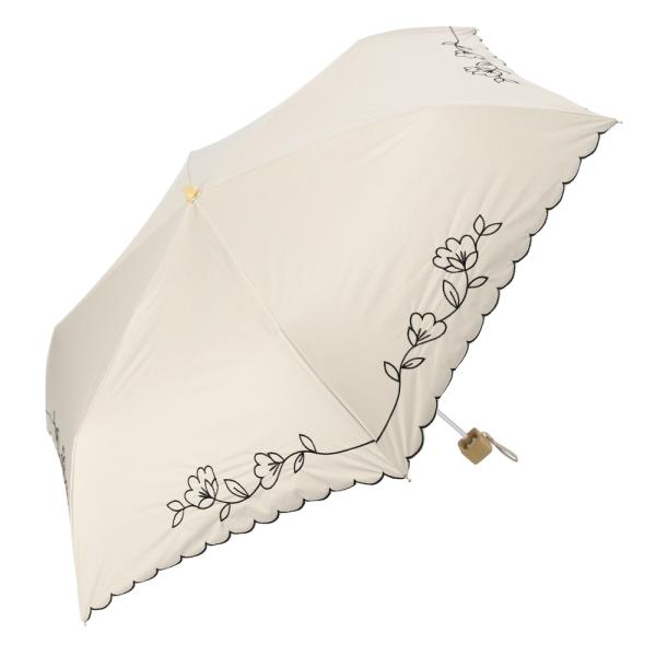 ☆ 花刺繍ベージュ ☆ MINI PARASOL 遮光 遮熱 50cm 晴雨兼用傘 niftycol...