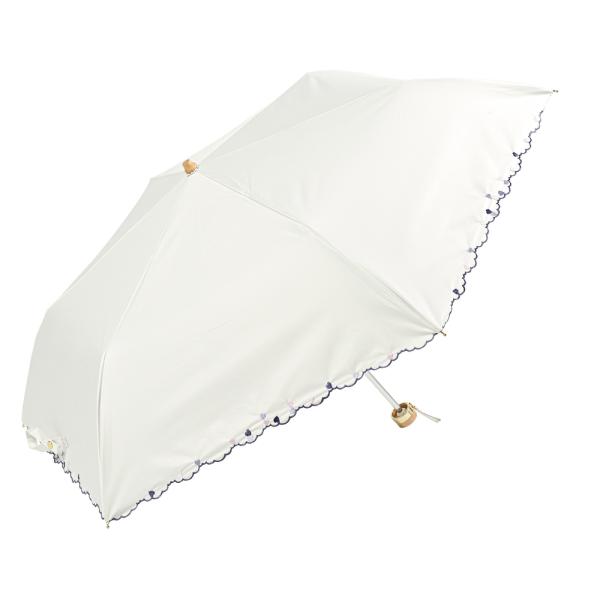 ☆ プチハート刺繍オフホワイト ☆ MINI PARASOL 遮光 遮熱 50cm nifty co...