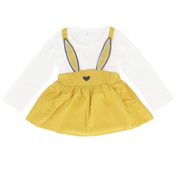 ☆ イエローx長袖 ☆ 70cm ベビー服 女の子 春夏 通販 おしゃれ かわいい 子供服 ワンピー...