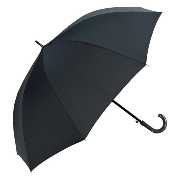 ☆ ブラック ☆ MENS 80cm 10本骨 ジャンプ 耐風 傘 長傘 メンズ 耐風傘 10本骨 ...