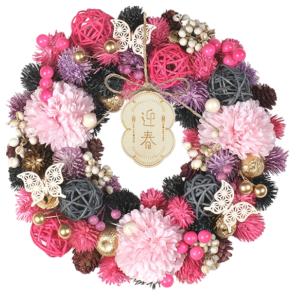 ☆ 紅梅の花影 ☆ ジャパネスクリース M お正月 リース M 玄関リース 冬 玄関 飾り Mサイズ 玄関飾り 壁飾り 秋 正月飾り 花 オーナメント