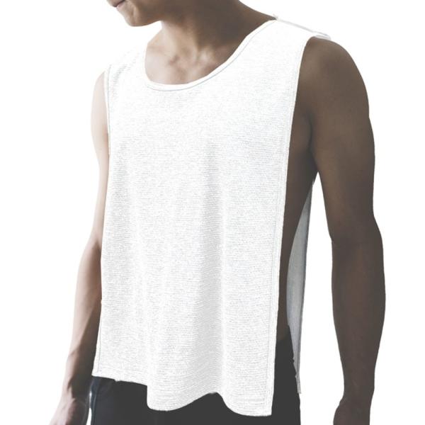 ☆ ホワイト(009) ☆ L-XLサイズ ☆ 【汗対策インナー】丸首脇縫製無シャツ ノースリーブ ...