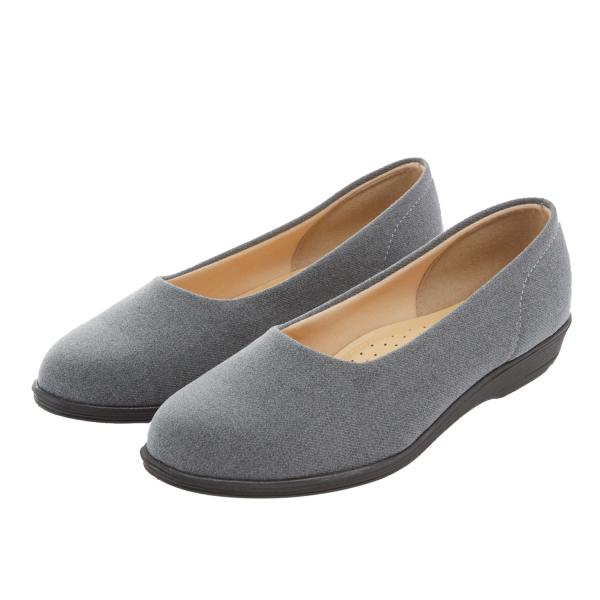 ☆ 23.5cm ☆ グレー パンプス 痛くない 歩きやすい ストラップ ローヒール 疲れにくい 冠...