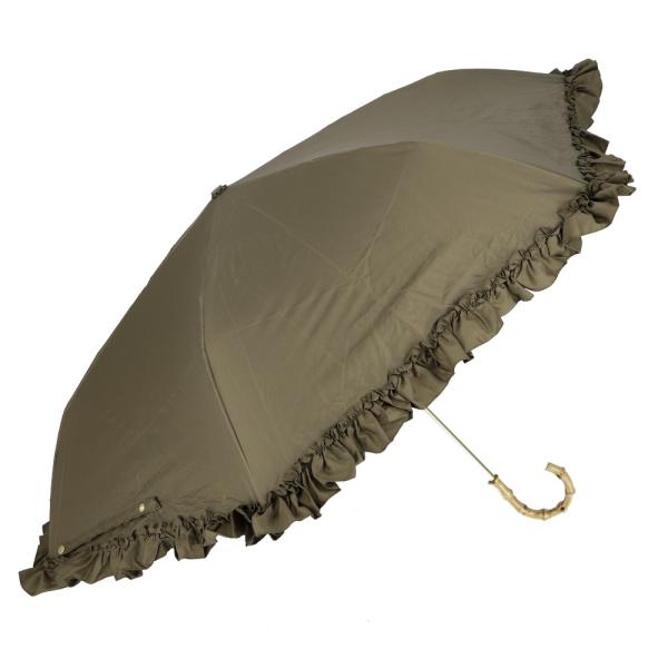 ☆ フリルオリーブ ☆ ピンクトリック まるい３段折傘 晴雨兼用 完全遮光 親骨50cm 日傘 折り...