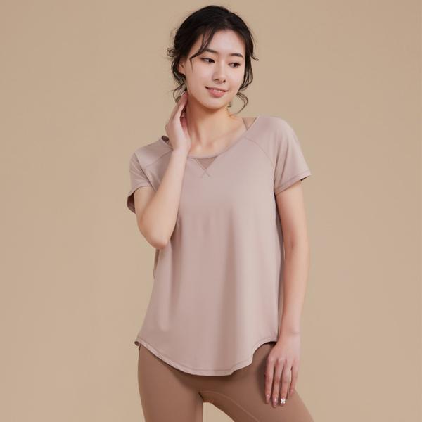 ☆ ベージュピンク ☆ S ☆ ヨガウェア 半袖 pktp152 ヨガウェア 半袖 Tシャツ トレー...