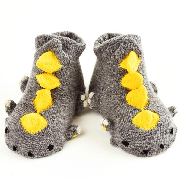 ☆ 恐竜グレー ベビー 靴下 通販 恐竜 サメ シマリス POMPKINS ポプキンズ 9〜12cm...