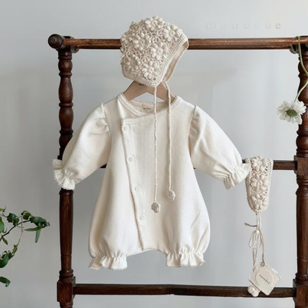 ☆ ベージュ ☆ 90cm ☆ セレモニー ロンパース 新生児 赤ちゃん セレモニードレス 新生児 ...