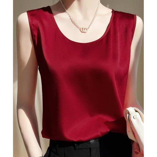 ☆ レッド ☆ XLサイズ ☆ シルキータンクトップ タンクトップ レディース ゆったり ノースリー...