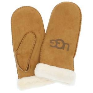 ☆ CHESTNUT ☆ サイズL〜XL ugg アグ レディース 手袋 通販 ブランド UGG アグ  SHEEPSKIN LOGO MITTEN シープスキン ロゴ ミトン 革 撥｜lucky13