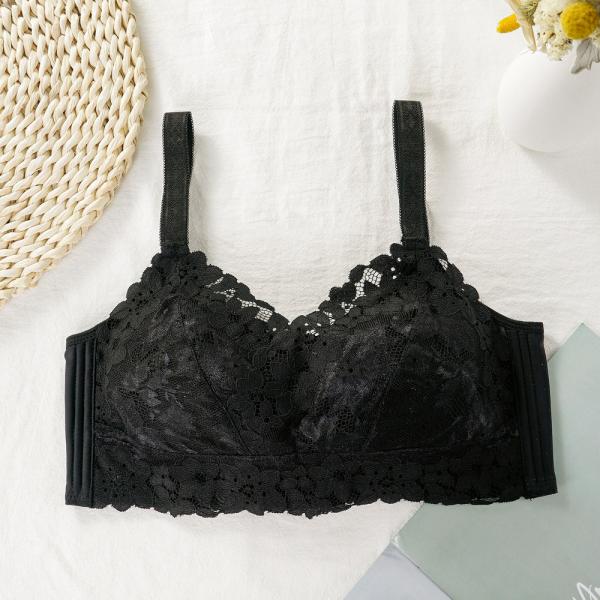 ☆ ブラック ☆ 75B/75C/75D 胸を小さく見せるブラ ノンワイヤー 通販 ブラジャー イン...