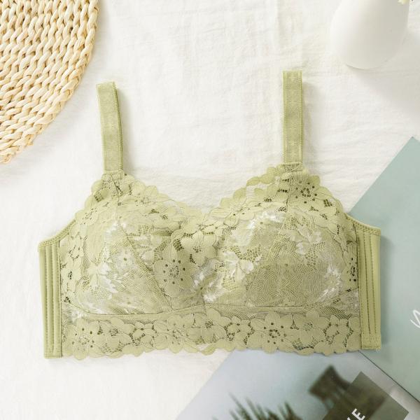 ☆ グリーン ☆ 85B/85C/85D 胸を小さく見せるブラ ノンワイヤー 通販 ブラジャー イン...