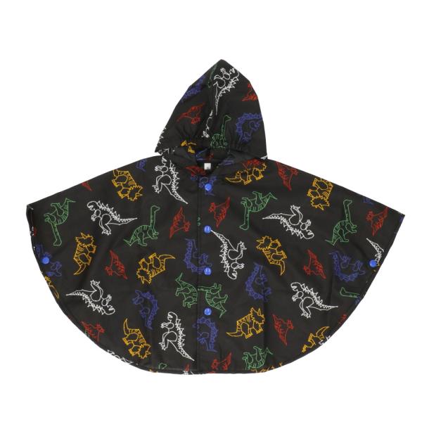 ☆ 恐竜ブラック ☆ 80-90cm ☆ キッズレインポンチョ 男の子 レインポンチョ 子供 男の子...
