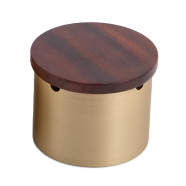 ☆ ブラウン ☆ フタタイプ ☆ 灰皿 フタ付 真鍮 木製 ysashtray5230 灰皿 フタ付...