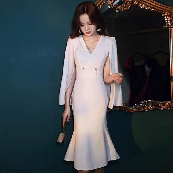 ☆ ホワイト ☆ Lサイズ ☆ ケープドレス マーメイド  ケープドレス マーメイド ポンチョ マー...