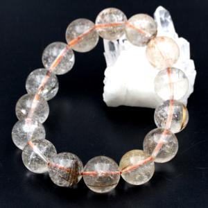 Lucky365 レッドルチルクォーツ ゴールドミックス 12mm ブレスレット