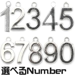 立体ナンバー チャーム シルバー パーツ ハンドメイド 数字
