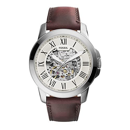 Fossil Men&apos;s Grant ME3099 Silver Leather Automatic...