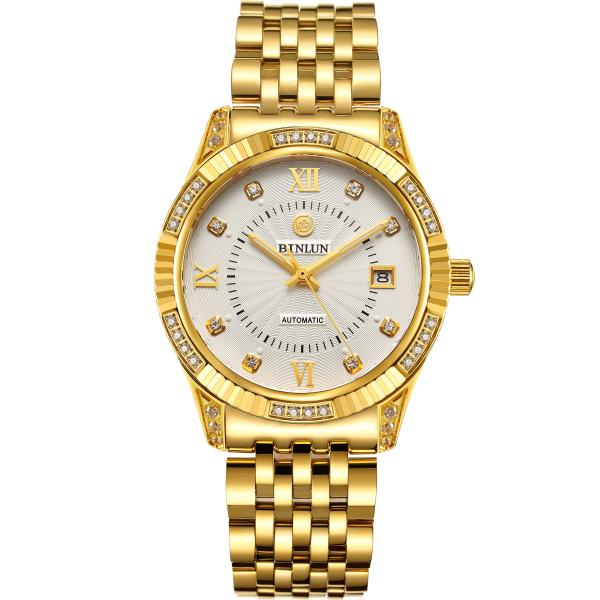 BINLUN(ビンラン) 18Kゴールド メンズ 腕時計 トゥールビヨン 機械式 自動巻き腕時計 防...