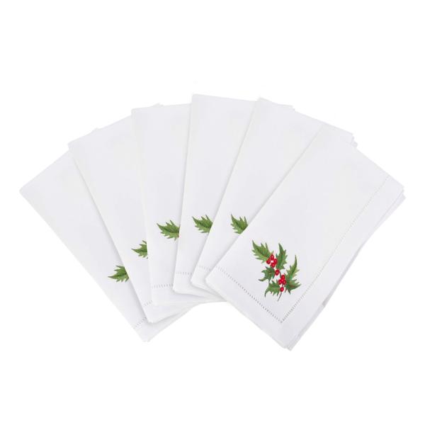 Saro Lifestyle Embroidered Holly Leaf Christmas He...