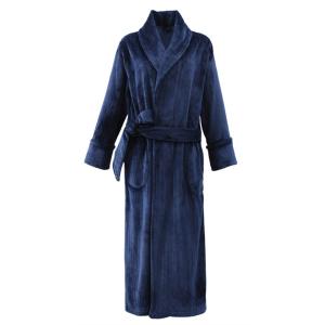 Liveinu Men&apos;s Plush Fleece Soft Knee Long Bathrobe...